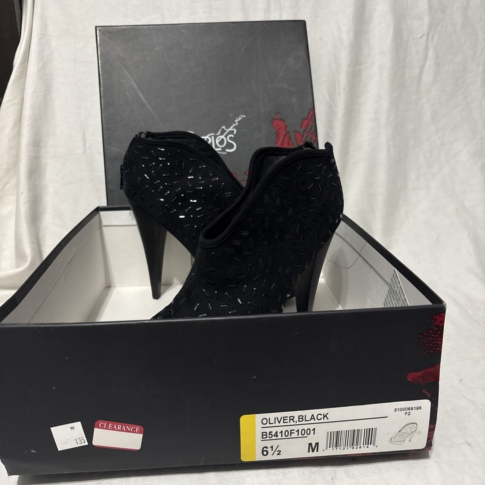Carlos Santana Black Oliver Ankle heeled Boots Platform Shoe size 6.5 Women Sexy